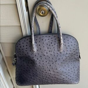 Firenze rehab Gray Ostrich-Embossed Women's Bag